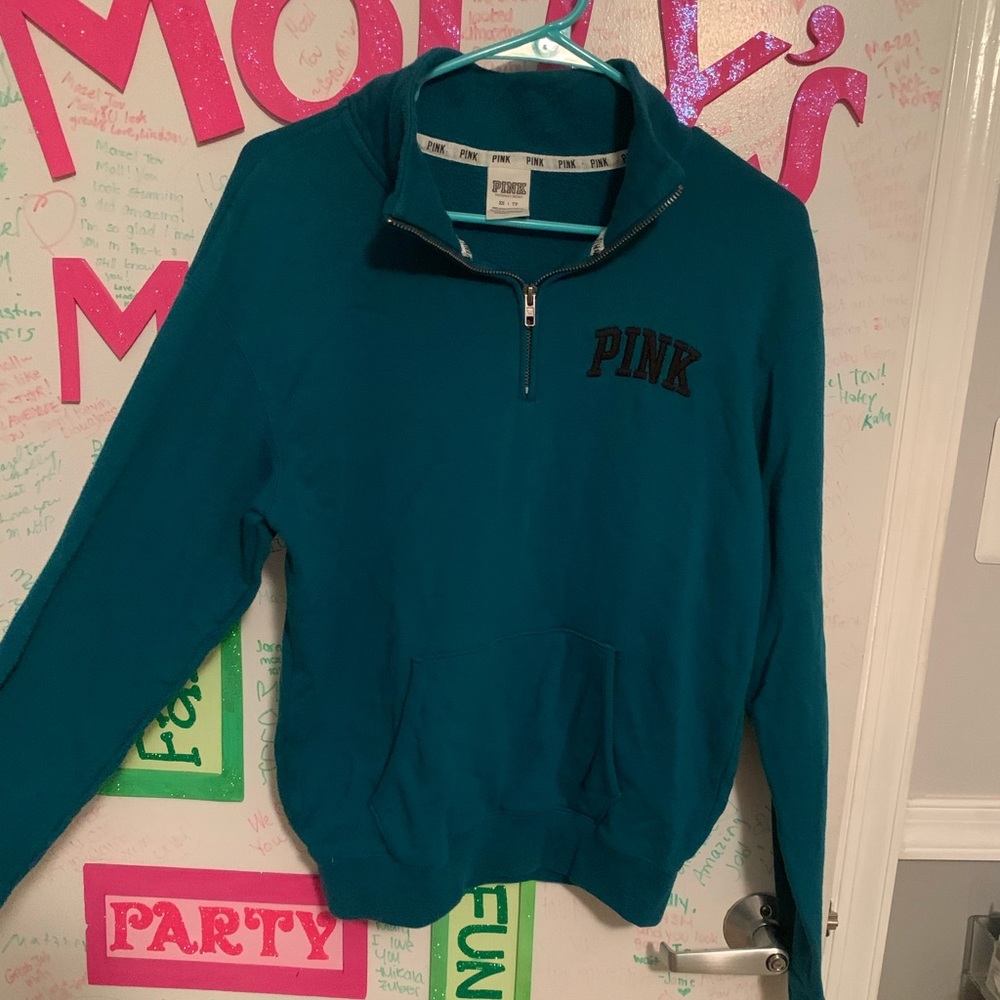 Pink quarter zip turquoise